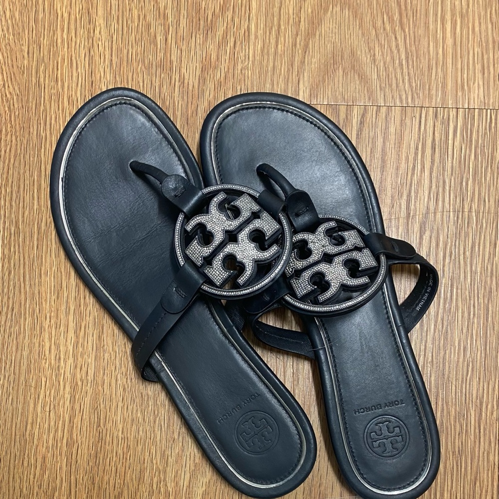 Tory Burch Miller Embellished Logo Sandals